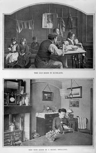Det gamle rommet i Slumland og Det nye rommet i en modellbolig av English Photographer
